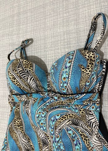 Turkuaz Yılan Desenli Kadın Mayo - Görsel 3