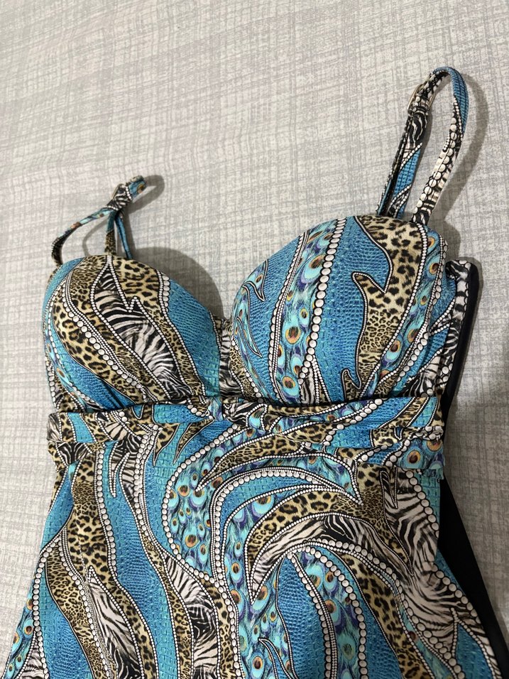 Turkuaz Yılan Desenli Kadın Mayo - Görsel 2