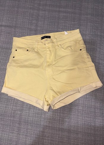 Sarı Kadın Mini Pamuk Şort - Görsel 3