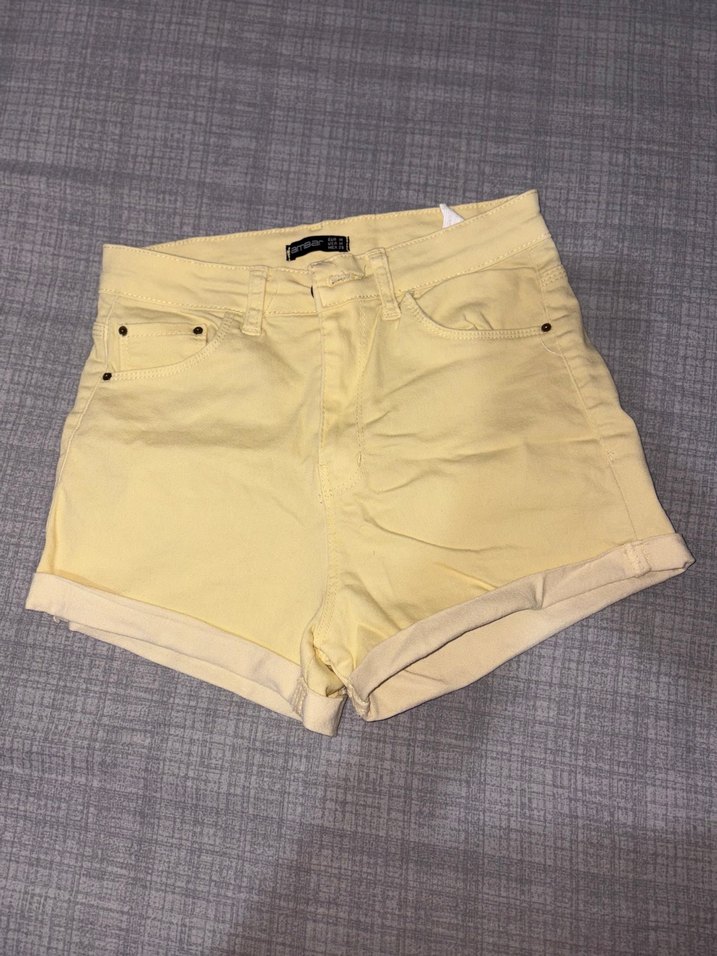 Sarı Kadın Mini Pamuk Şort - Görsel 3