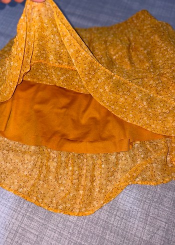 Kadın Sarı Volanlı Mini Etek - Görsel 2