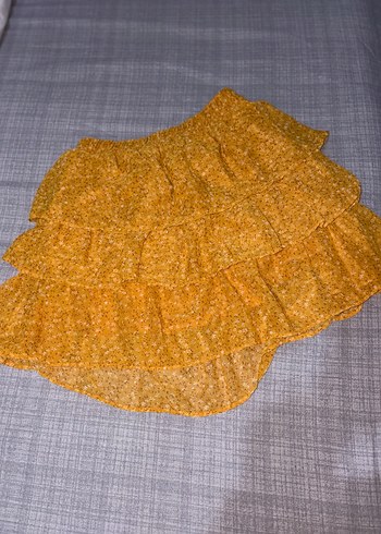 Kadın Sarı Volanlı Mini Etek - Görsel 3