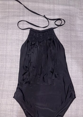 Siyah Fırfırlı Gotik Kadın Mayo - Görsel 4