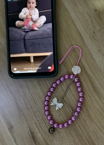 Mor Boncuklu Telefon  Charm - Görsel 6