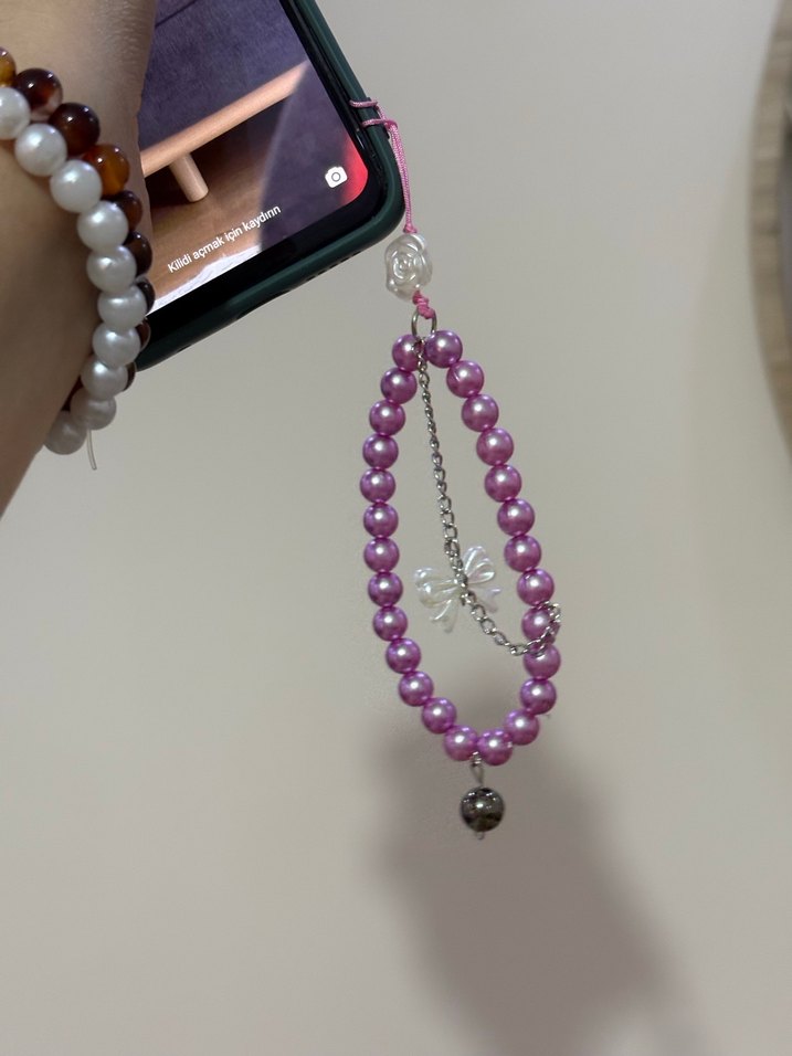 Mor Boncuklu Telefon  Charm - Görsel 5