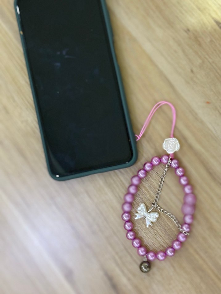 Mor Boncuklu Telefon  Charm - Görsel 4