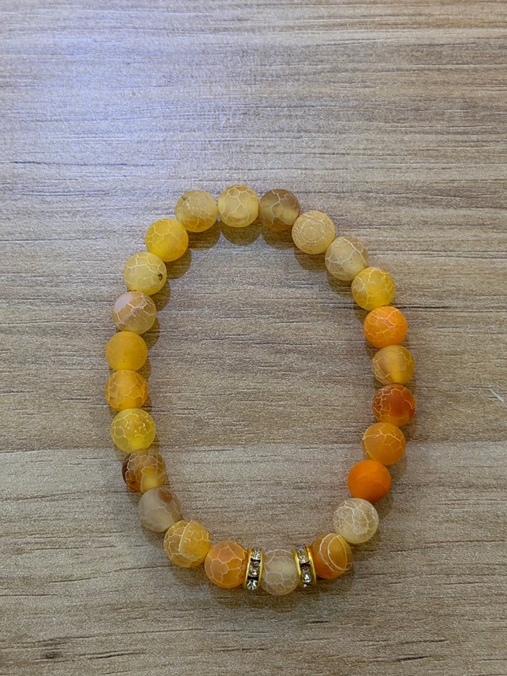 Doğal Taş Damarlı Yengeç Akik Taşı Bileklik - Görsel 2