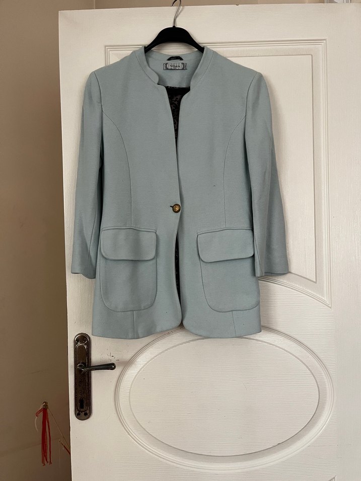 Düğmeli Gri Kadın Blazer Ceket - Görsel 2