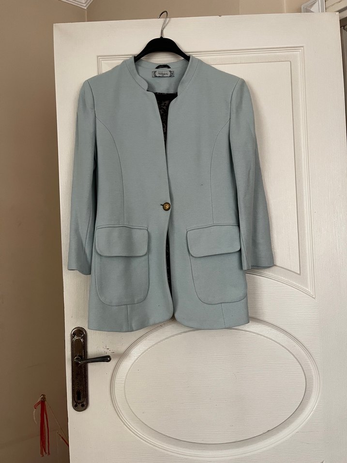 Düğmeli Gri Kadın Blazer Ceket - Görsel 3