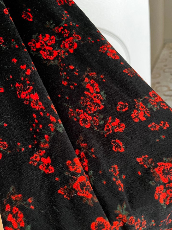 Kemerli, Uzun Kollu Kırmızı Siyah Gotik Elbise - Görsel 3