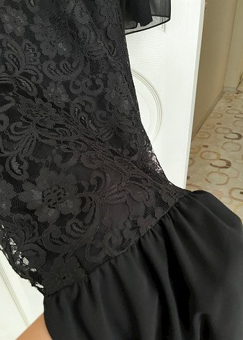 Siyah Nakışlı Uzun Gotik Elbise - Görsel 3