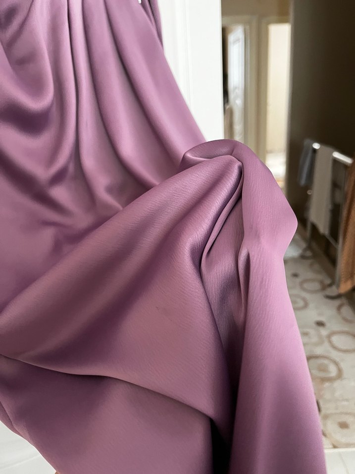 Uzun Mor Drapeli Abiye Elbise - Görsel 5