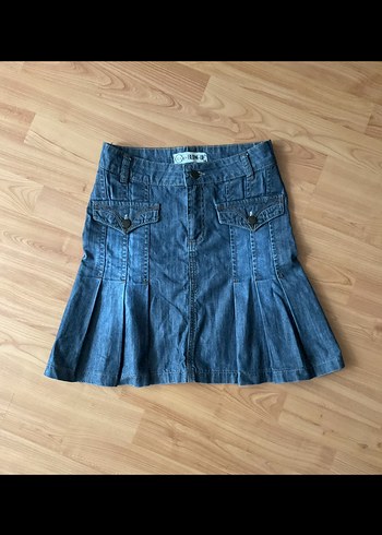 Y2K Vintage Fairycore Cepli Kısa Kot Etek