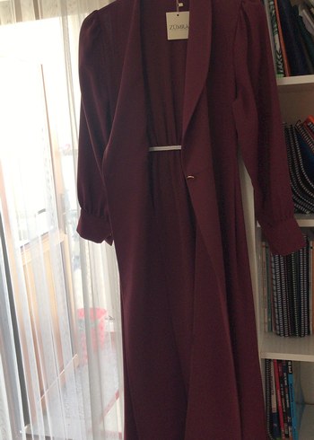 xl Beden Bordo Uzun Kollu Düğmeli Kadın Elbise