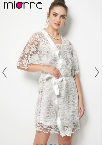 Miorre İnce Askılı Dantel Detaylı Saten Gecelik Sabahlık - Görsel 6