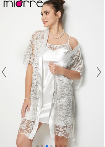 Miorre İnce Askılı Dantel Detaylı Saten Gecelik Sabahlık - Görsel 4