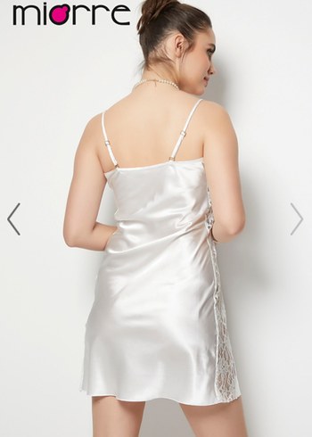 Miorre İnce Askılı Dantel Detaylı Saten Gecelik Sabahlık - Görsel 5