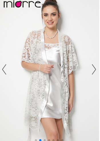 Miorre İnce Askılı Dantel Detaylı Saten Gecelik Sabahlık - Görsel 2