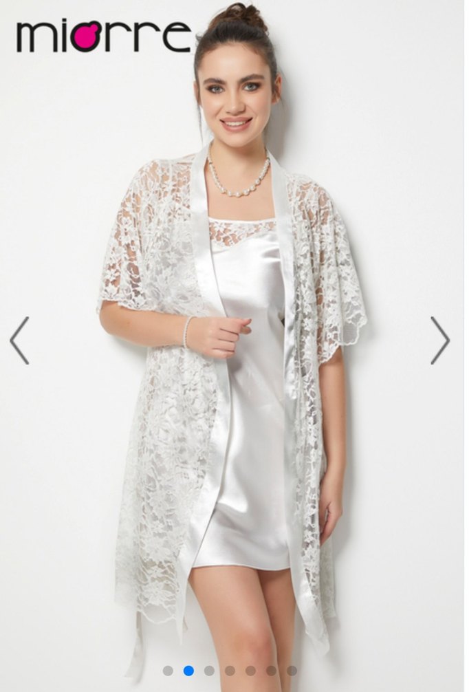 Miorre İnce Askılı Dantel Detaylı Saten Gecelik Sabahlık - Görsel 2