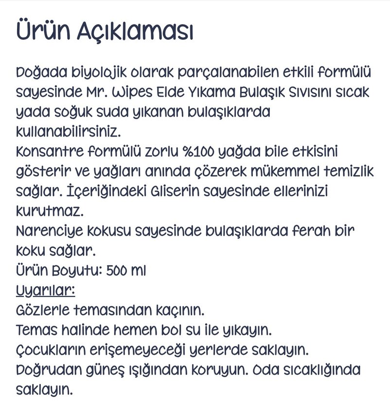 Mr. Wipes Sıvı Bulaşık Deterjanı 500ml - Görsel 4