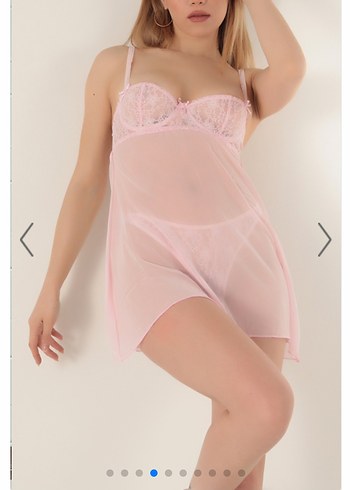 Miorre Balenli Desteksiz Şifon Babydoll Sabahlık Takım - Görsel 2