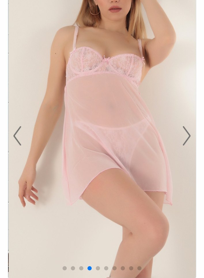 Miorre Balenli Desteksiz Şifon Babydoll Sabahlık Takım - Görsel 2