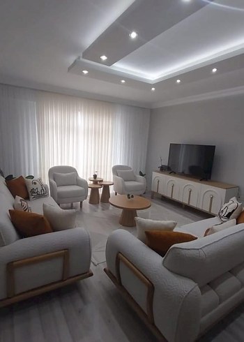 Gri-Beyaz Modern Oturma Odası