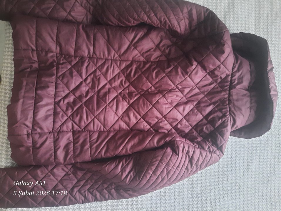 Bordo Kadın Kapitone Kısa Kaban - Görsel 2