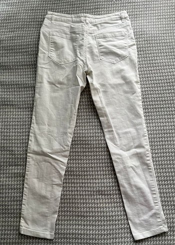 beyaz Kadın Pamuk Kumaş Pantolon - Görsel 2