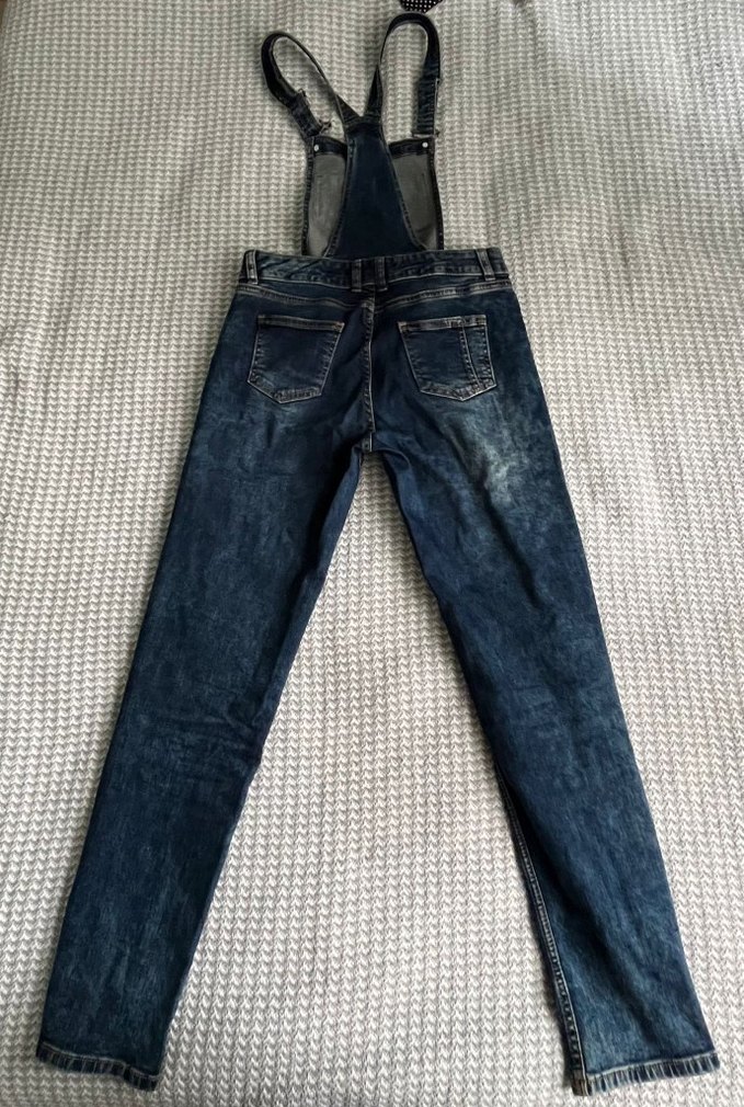 Kadin Gri Mavi Kot Salopet - Görsel 2