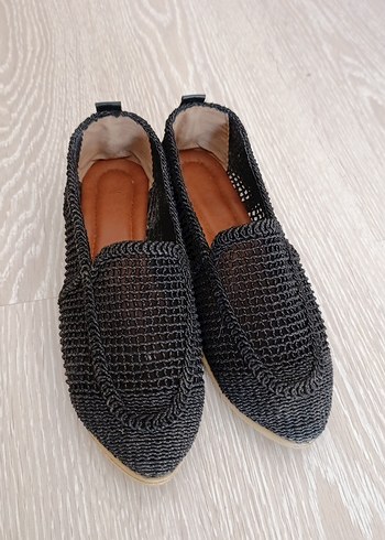 Siyah Örgü Kadın Espadril Topuklu - Görsel 4