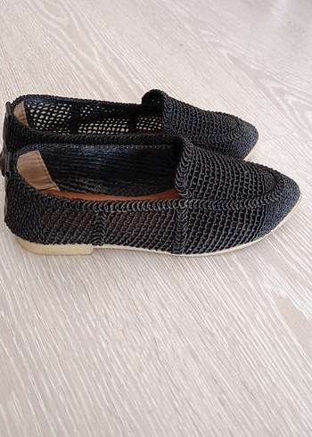 Siyah Örgü Kadın Espadril Topuklu - Görsel 2