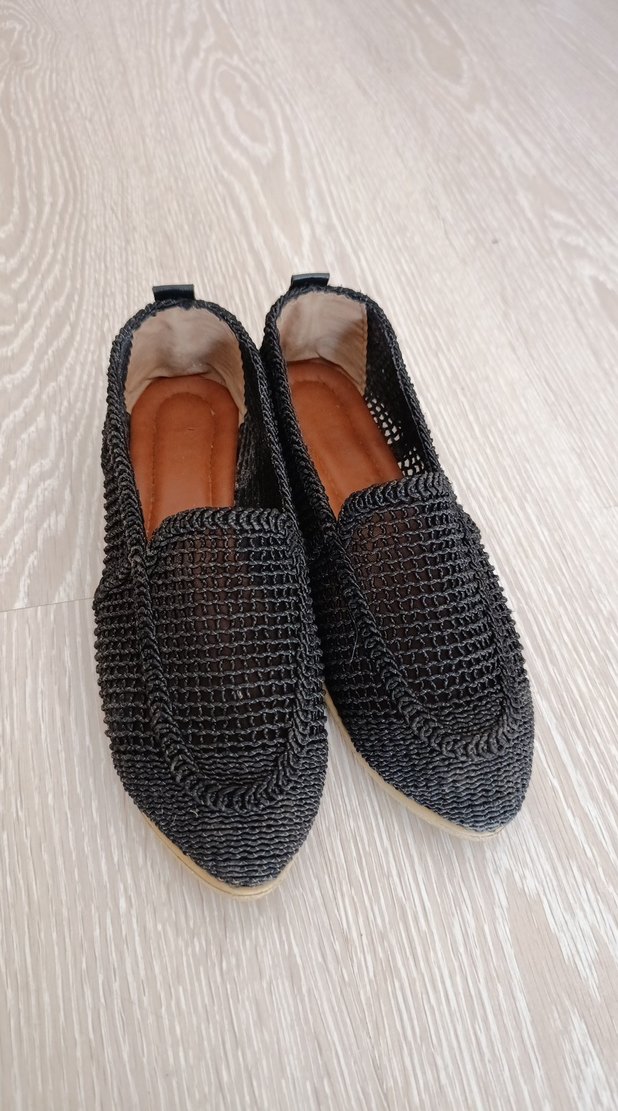 Siyah Örgü Kadın Espadril Topuklu - Görsel 4