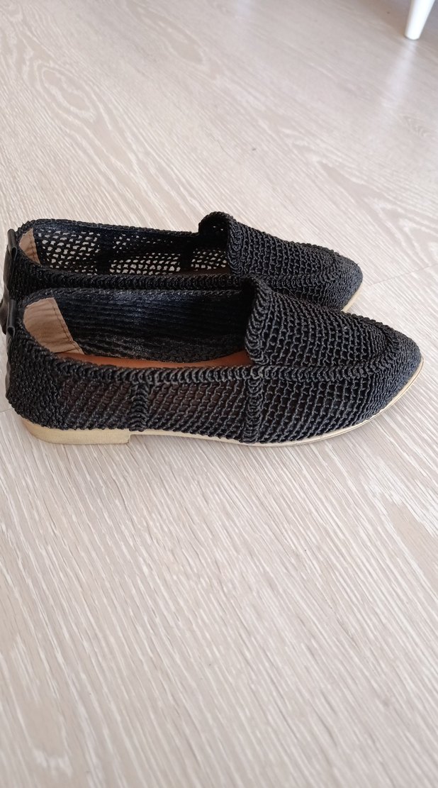 Siyah Örgü Kadın Espadril Topuklu - Görsel 2