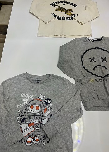 Gri Uzun Kollu Baskılı Erkek Tişört - Görsel 2