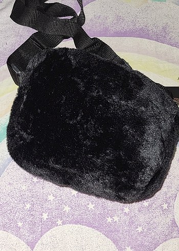 Beden Siyah Peluş Detaylı Kadın Omuz Çantası