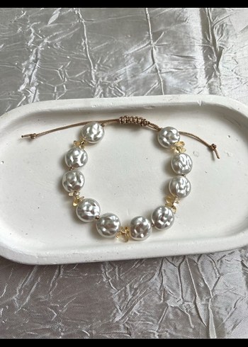 Barok inci ve sitrin doğal taşlarından Kadın Bileklik