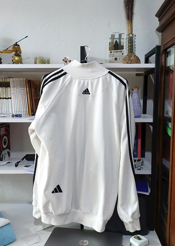 Adidas Beyaz Yüksek Yakalı Fermuarlı Ceket - Görsel 3