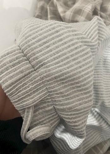 Gri Keten Pilili Kadın Pantolon Eşofman - Görsel 4