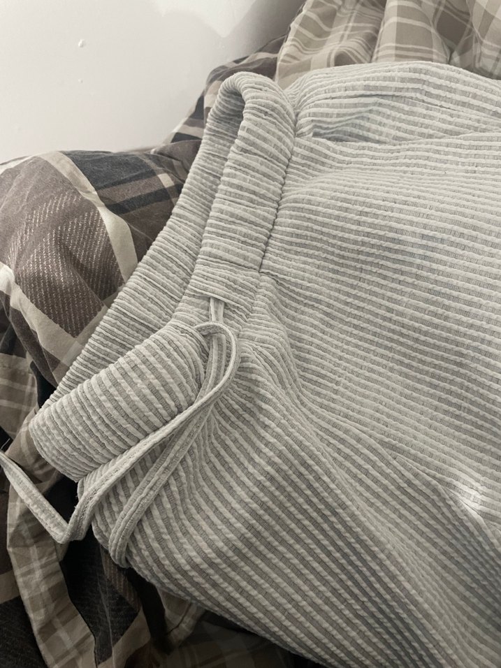 Gri Keten Pilili Kadın Pantolon Eşofman - Görsel 5