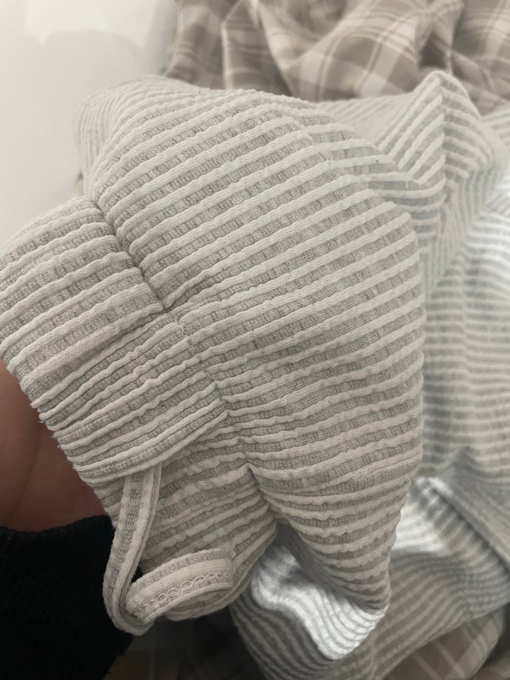 Gri Keten Pilili Kadın Pantolon Eşofman - Görsel 4