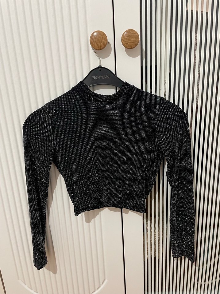 Siyah Simli Kadın Kumaş Pantolon Takım - Görsel 2