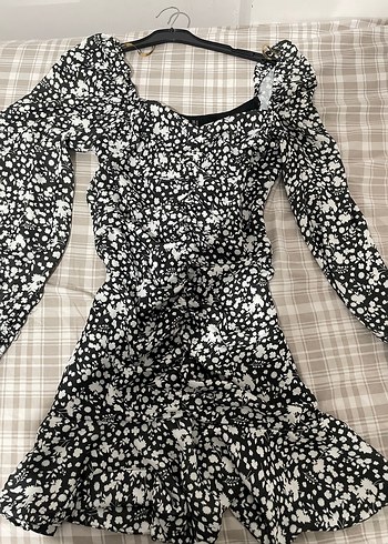 Siyah Beyaz Midi Bohem Elbise - Görsel 2