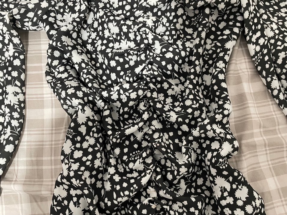 Siyah Beyaz Midi Bohem Elbise - Görsel 4