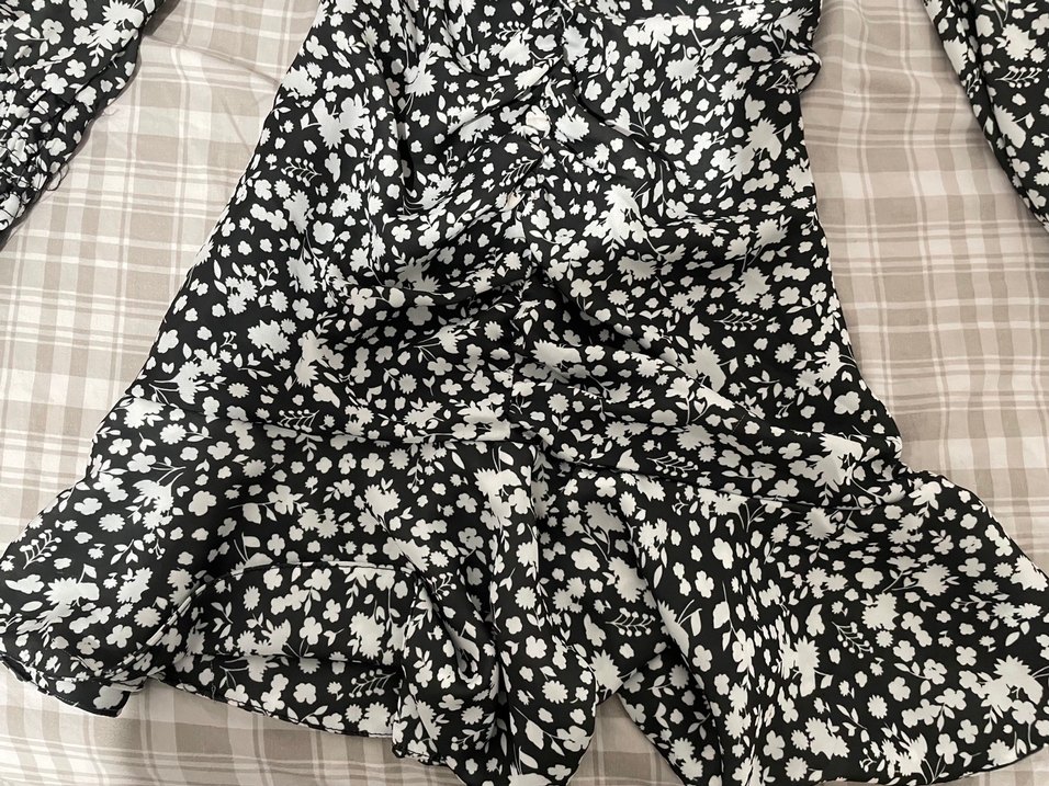 Siyah Beyaz Midi Bohem Elbise - Görsel 3