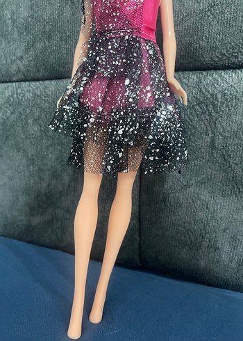 Pembe ve Siyah Parlak Elbise Bebek - Görsel 3