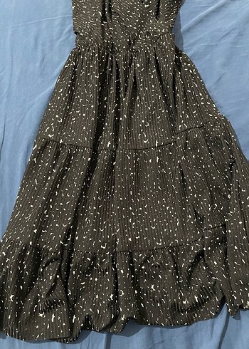 Siyah Puantiyeli Uzun Bohem Elbise - Görsel 3