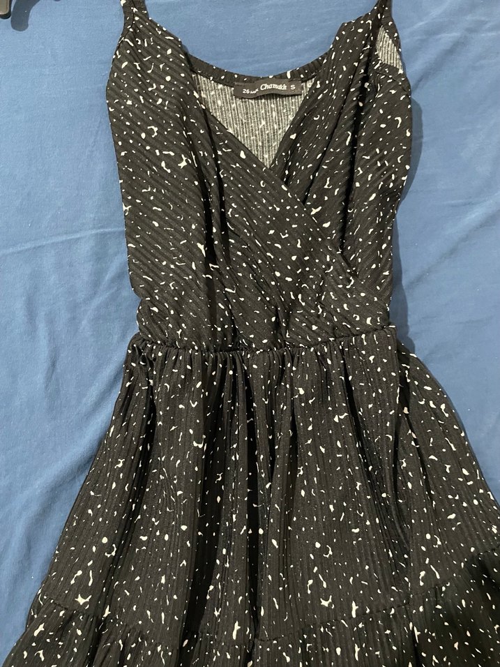 Siyah Puantiyeli Uzun Bohem Elbise - Görsel 2