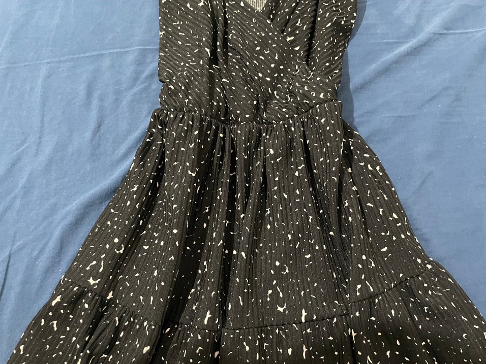 Siyah Puantiyeli Uzun Bohem Elbise - Görsel 4