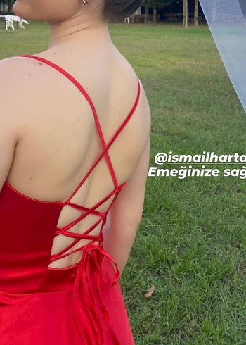 Parlak Kırmızı Uzun Abiye Elbise - Görsel 2